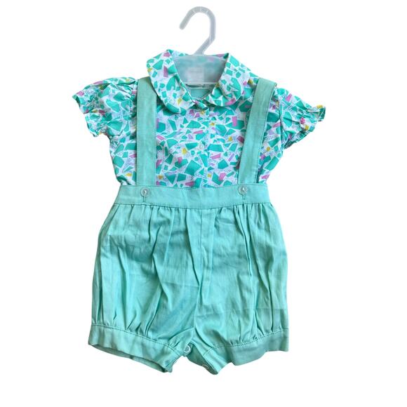 1990s Cuties By Judy Aqua 2 piece set 18M - Picture 1 of 7